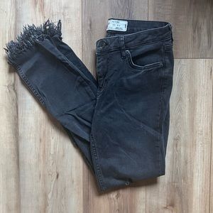 Free People Fringe Distressed Black Jeans